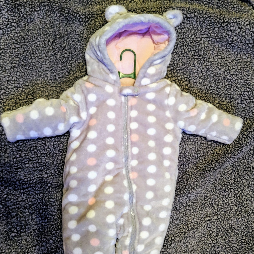 Wonder Nation Baby Girl Fuzzy Snow Suit 3-6 Mo NEW